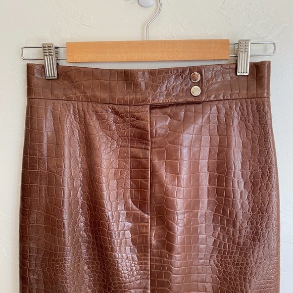 Ralph Lauren Vintage Black Label Croc Embossed Leather Skirt Union Made - Picture 3 of 10